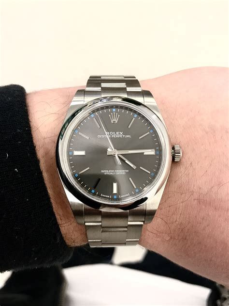 rolex oyster perpetual 39 rhodium dial|rolex oyster perpetual size chart.